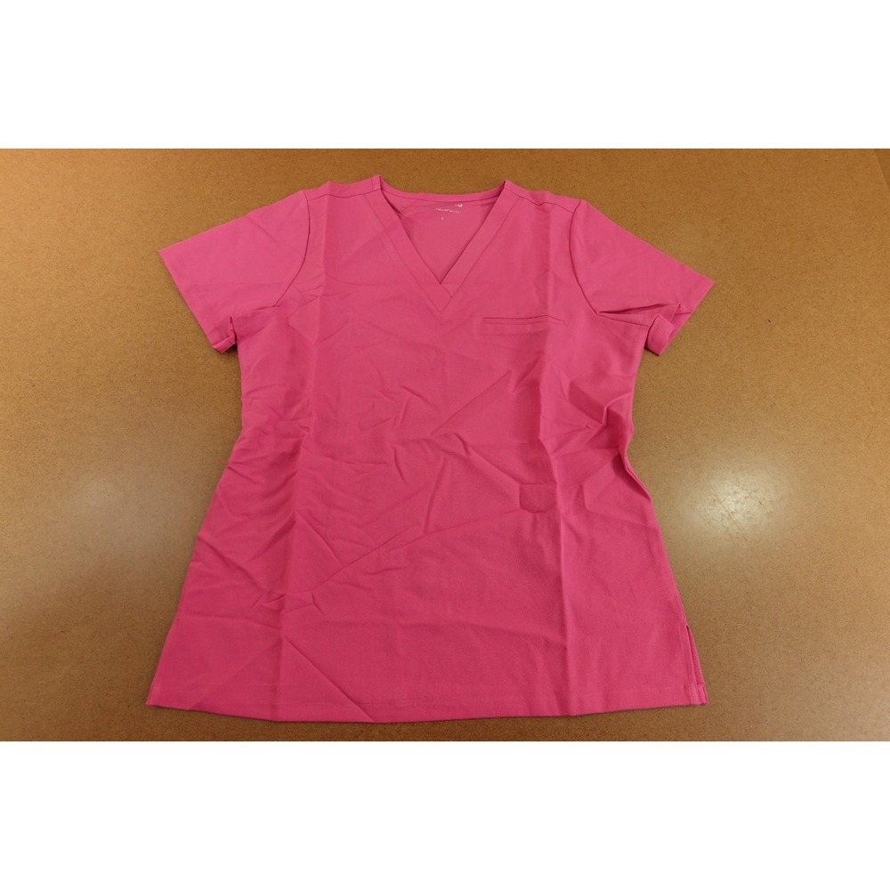 Mandala Womens Size Small Bloom Pink Short Sleeve V Neck 1 Pocket Scrub Top NWT